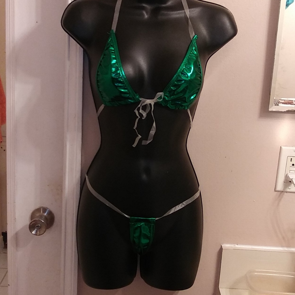 Itsy Bitsy Teenie Weenie shiny green bikini